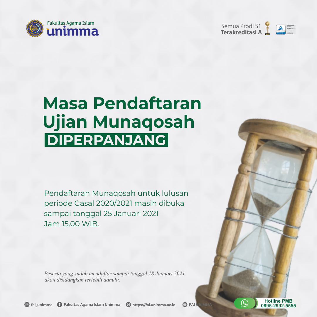 Perpanjangan Pendaftaran Munaqosah Gasal 20202021 Fakultas Agama Islam 9965